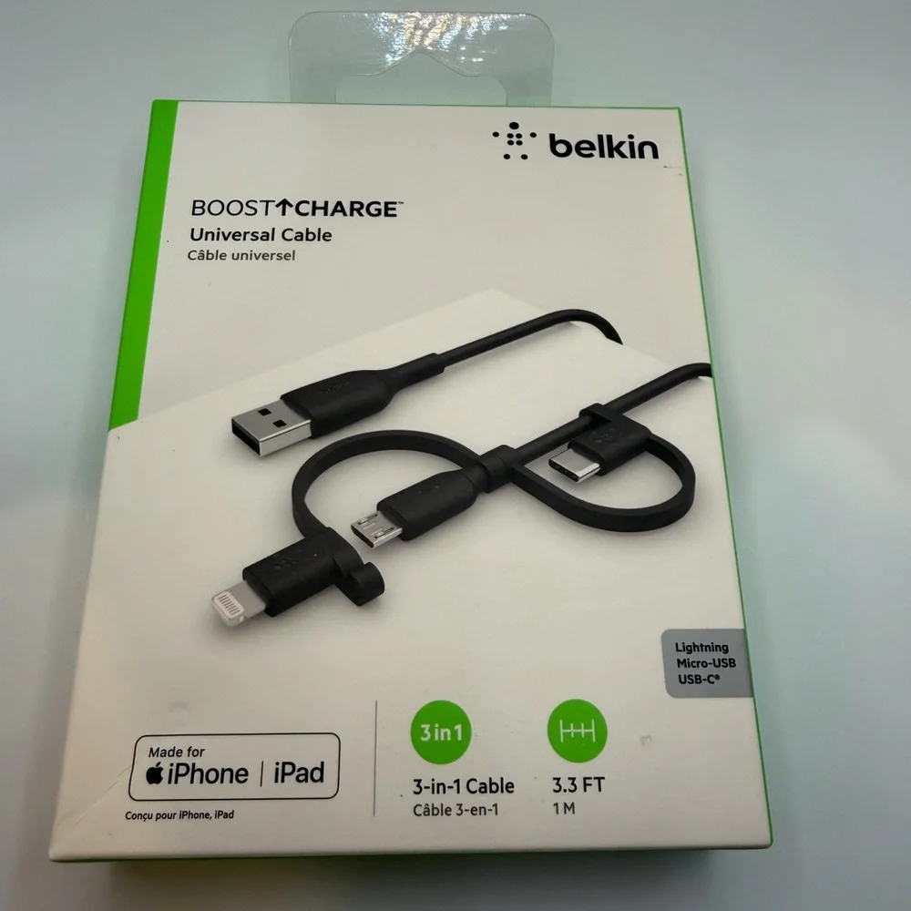 Belkin BoostCharge 3-in-1 Black Cable